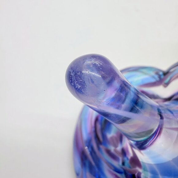 Purple Blue Swirl Glass Eye Studio Hand-Blown Glass Heart Ring Holder Seattle 3" - Picture 13 of 15